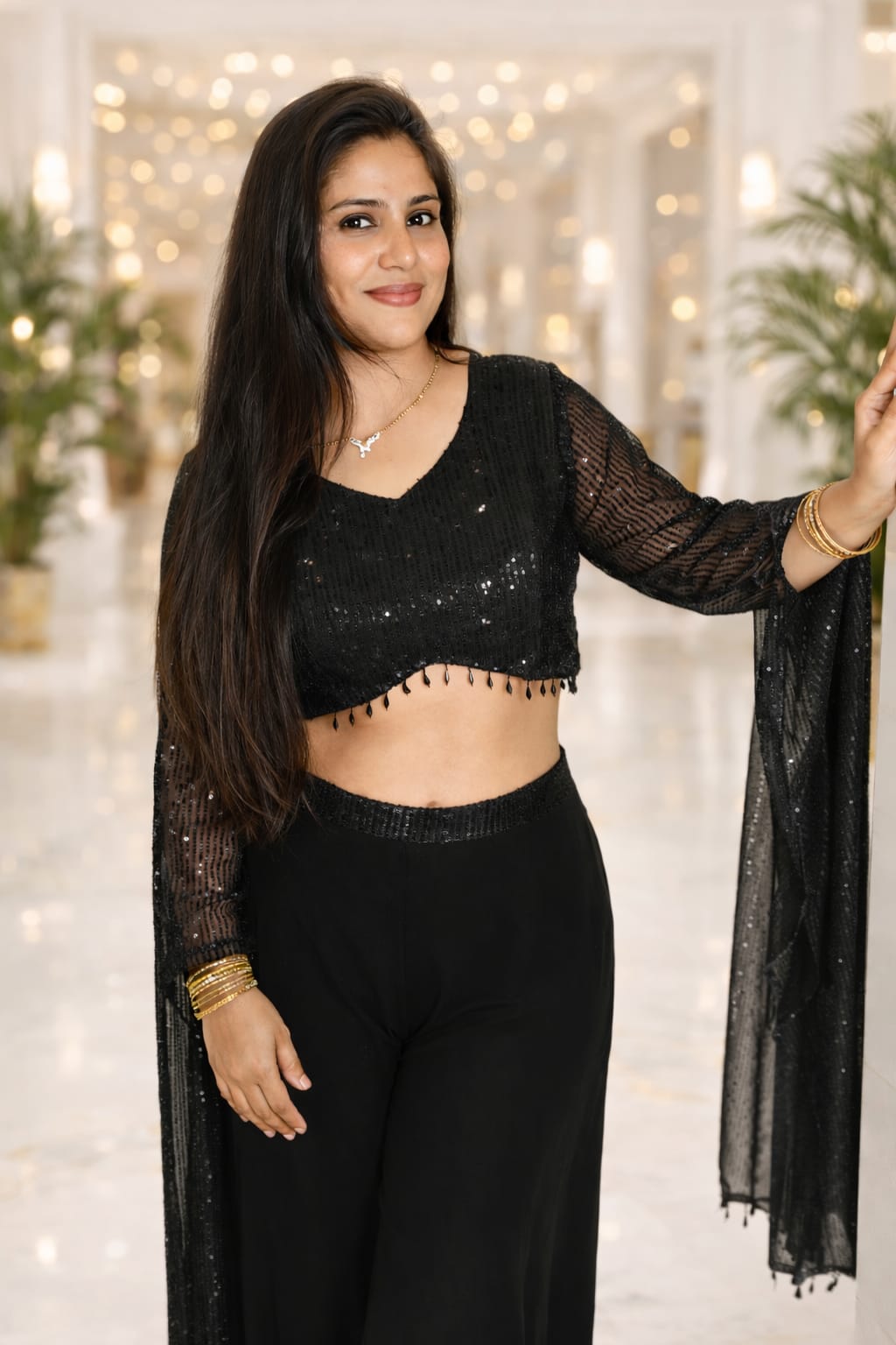 Midnight Noir Indo-Western Georgette Co-ord Set