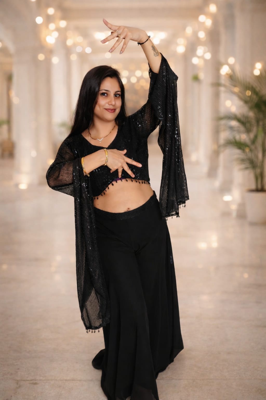 Midnight Noir Indo-Western Georgette Co-ord Set