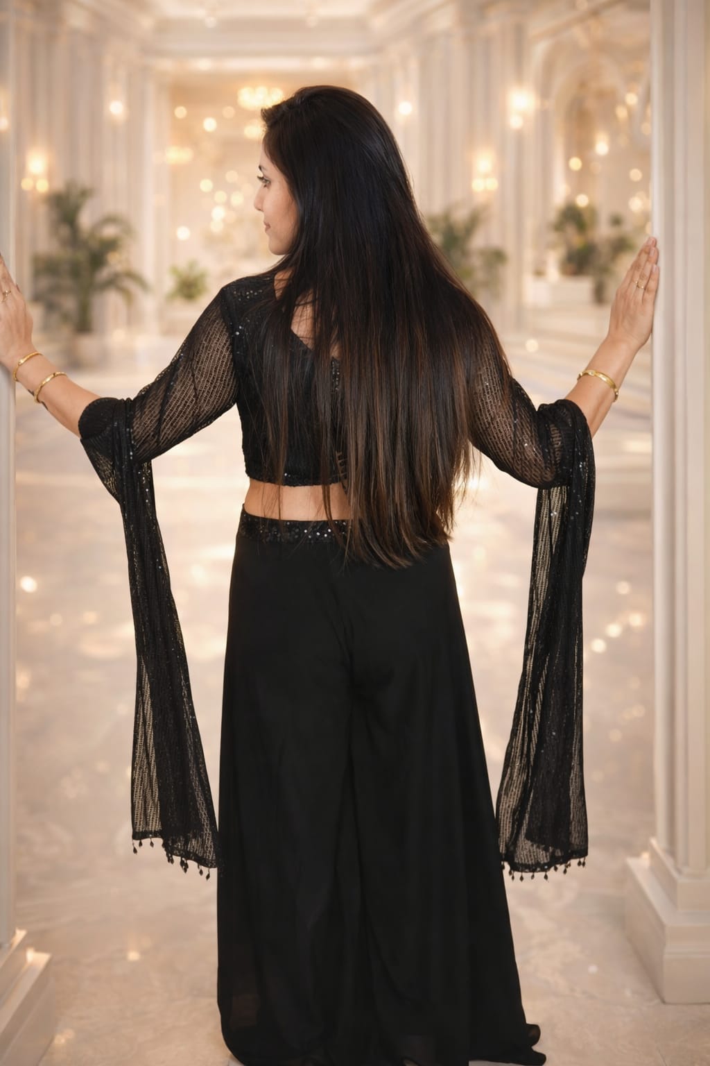 Midnight Noir Indo-Western Georgette Co-ord Set